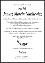 Zmarł mgr inż. Janusz Nurkiewicz
